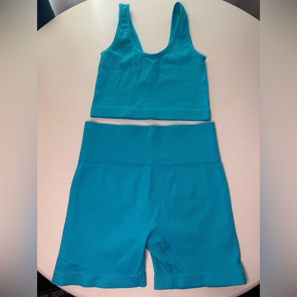 Colsie Teal Ribbed Women's Set - Picture 4 of 6